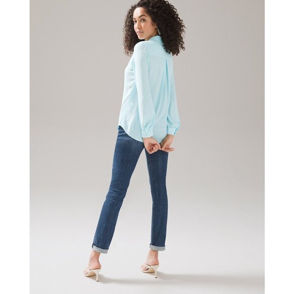 NWT WHITE HOUSE BLACK MARKET SOFT SHIRT BERMUDA BLUE SIZE XS - Picture 7 of 7